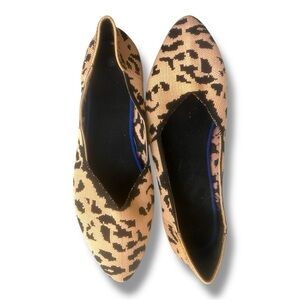 Spotted Leopard Print Loafers Slip On Round Toe Size 41